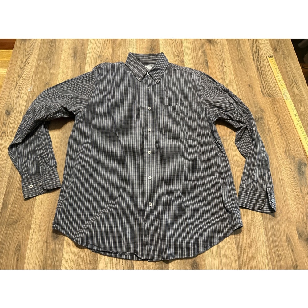 Field Gear Button Down Mens Medium Blue Plaid Adult Long Sleeve Cotton Excellent